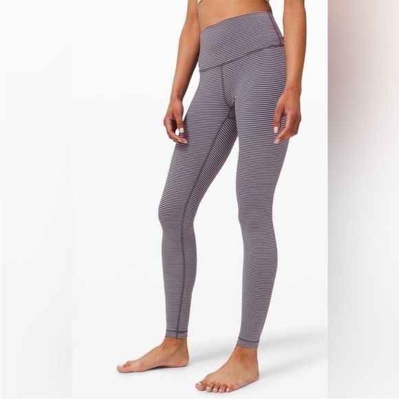 Lululemon Wunder Under HR tight 28” Size 10 Color Hype Stripe Deep Coal Mink - Picture 2 of 12